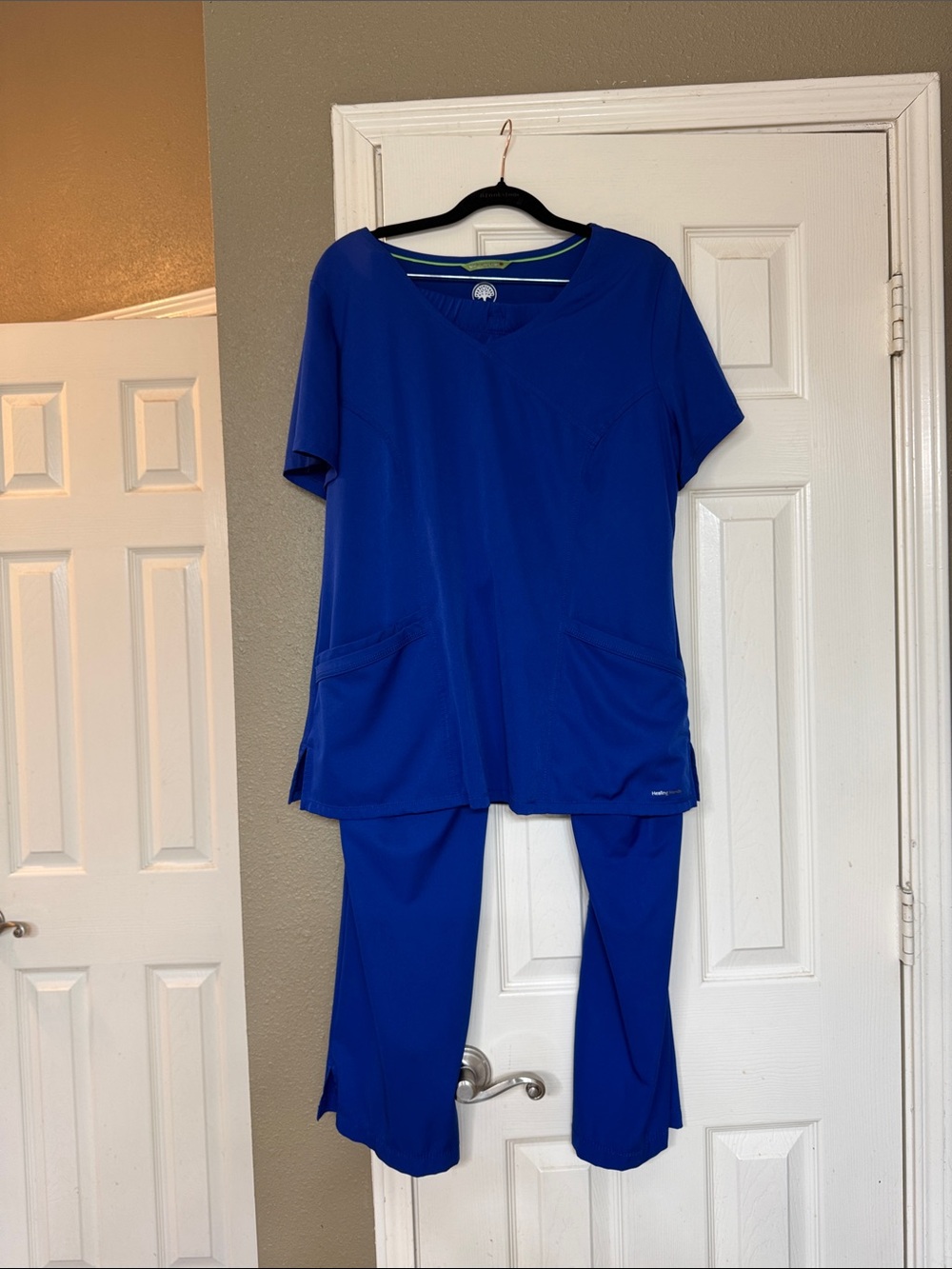healing hands Royal Blue Women’s Scrub Top & Jogger Pants